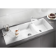 Fregadero sobre encimera BLANCO ZIA 8S BLANCO V/M. 515597. Dos cubetas, con escurridor, Blanco. Para mueble de 70 cm